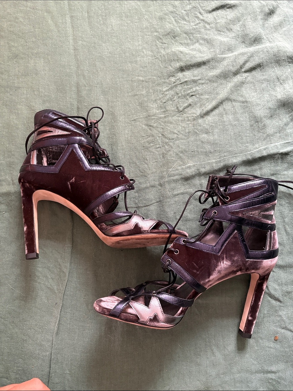 Jimmy Choo | Lace-Up Cutout Heeled Sandals - Picture 6 of 7